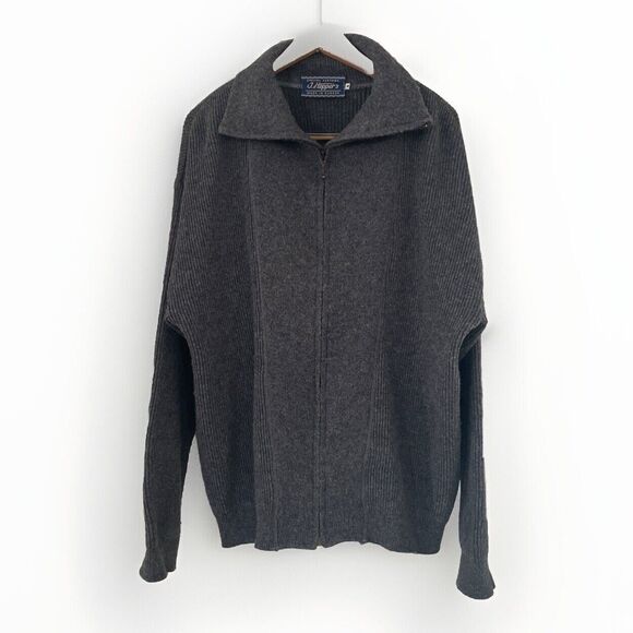 Vintage T Hopper’s Sweater M‎ Wool Blend Gray Full Zip Fishermans Made In France - Picture 1 of 6